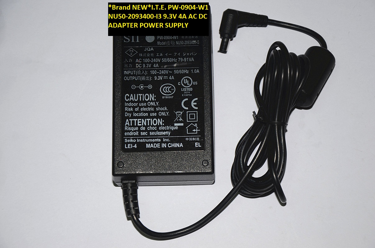 *Brand NEW*5.5*2.1I.T.E.9.3V 4A NU50-2093400-I3 PW-0904-W1 AC DC ADAPTER POWER SUPPLY